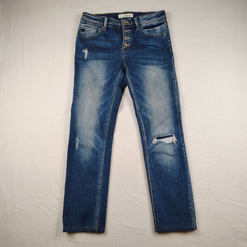 KanCan Eternity Mid Rise Slim Straight Jeans Womens 7/27 Button Fly